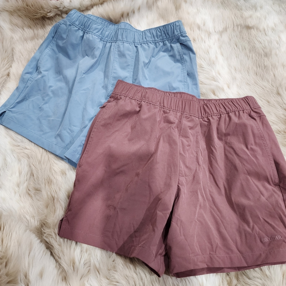 Hollister Men's Athletic Shorts - Blue and Brown